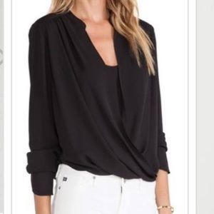 BCBG | Black Jaklyn Draped High Low Blouse